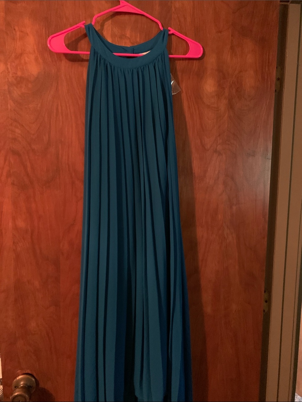New York & Company Teal Pleated Maxi Skirt